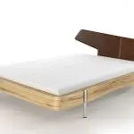 LUNA Bettrahmen Viola asymmetrisch, Variante mit Leder Kopfteil