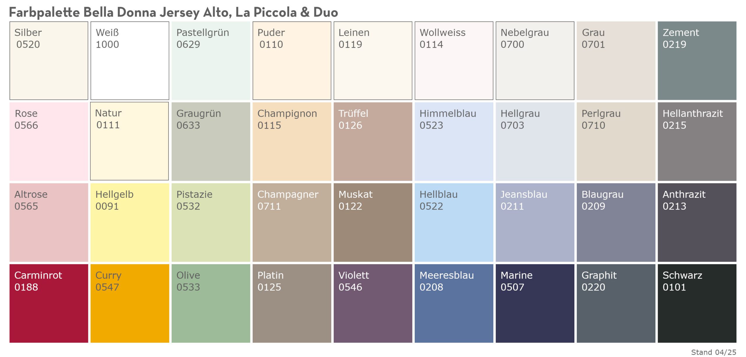 0 Bella Donna Jersey Alto LaPiccola 36 Farben